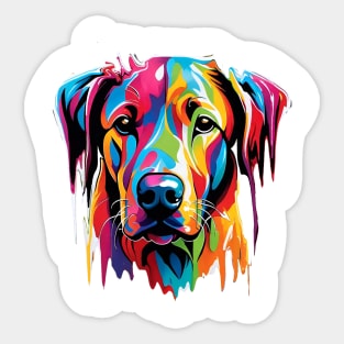 Dog Head Dripping Rainbow Graffiti Sticker